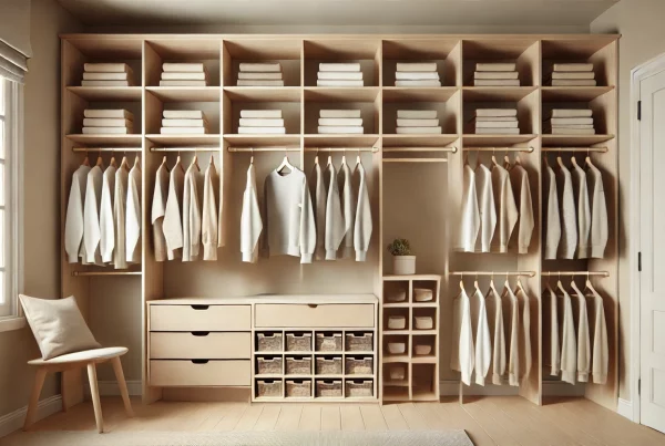 Closet with clothes