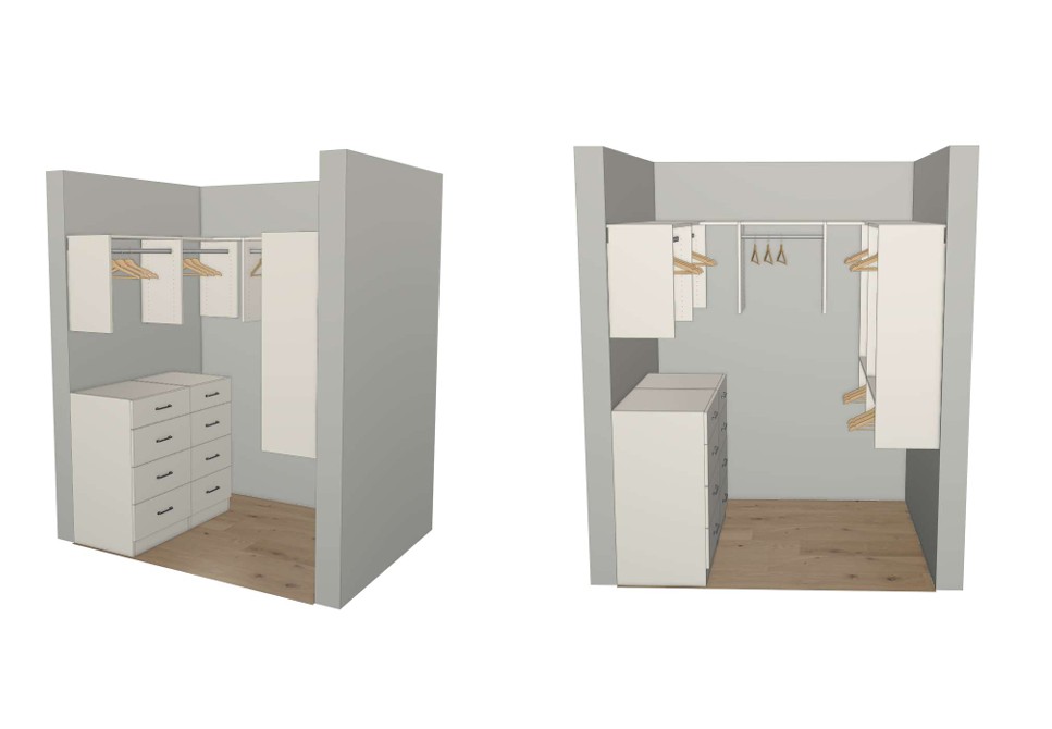 3D CAD design of custom closet