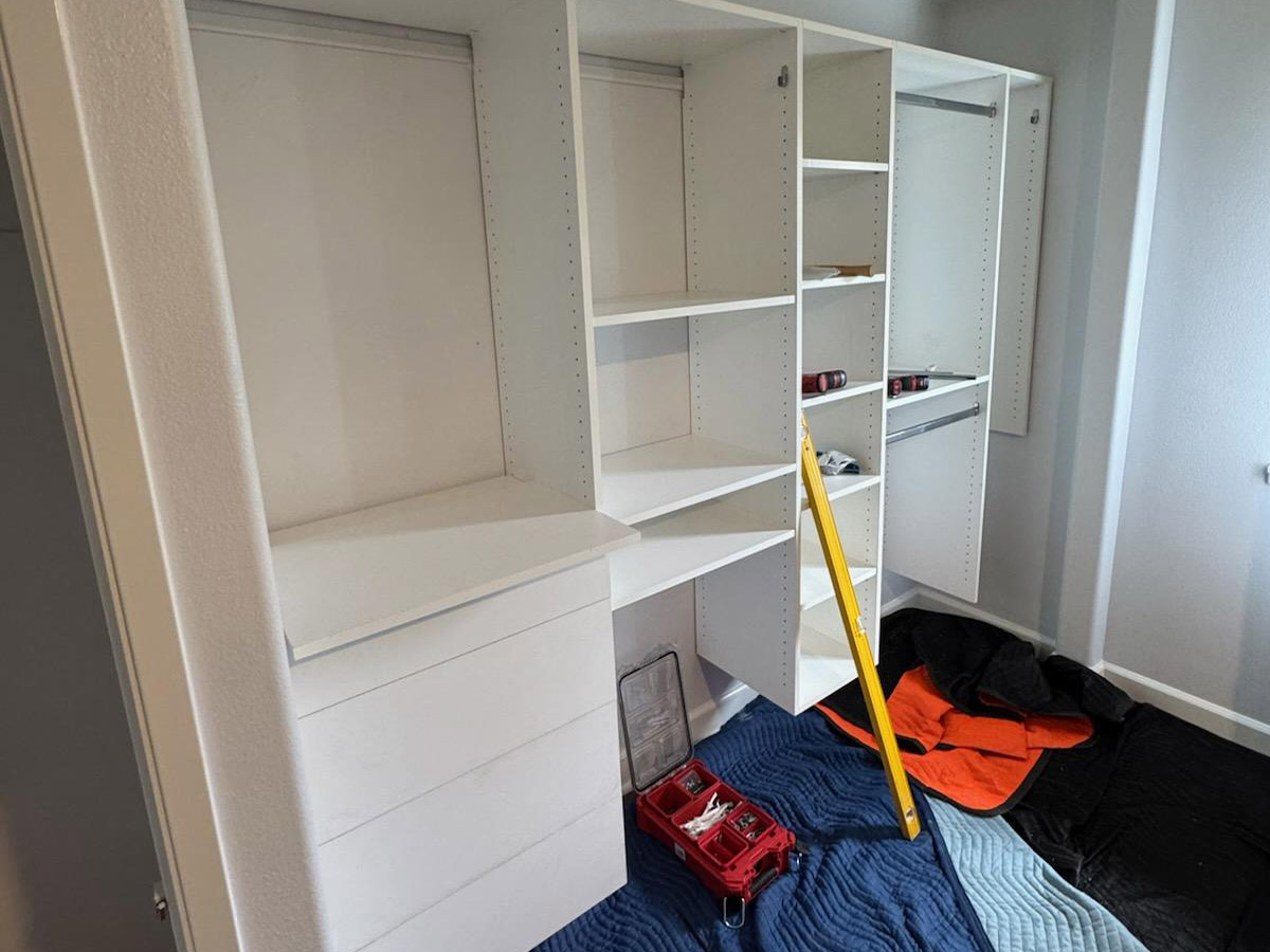 Professional installation of a custom closet